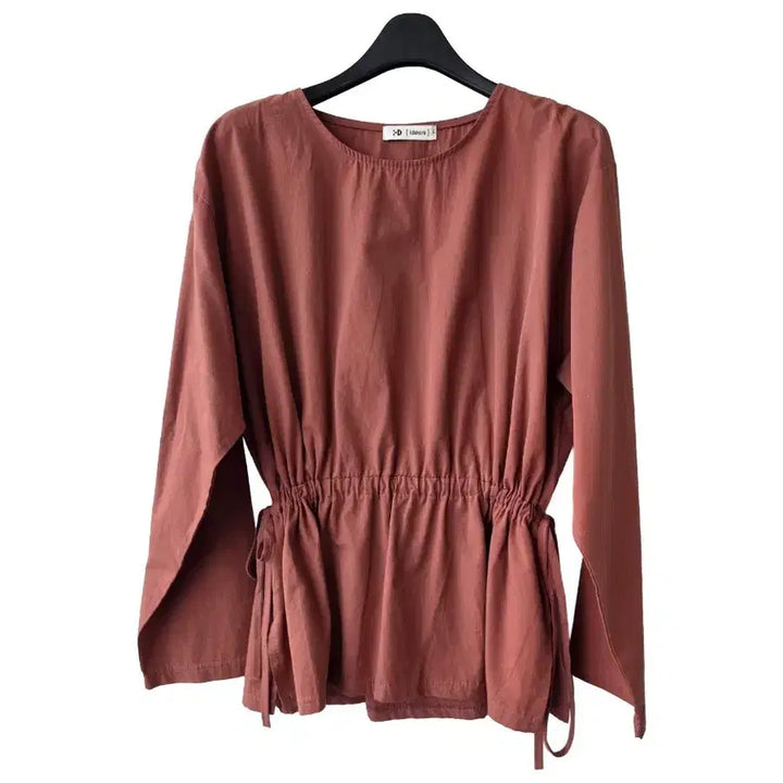 [BUNJANG] Brown String Blouse / 55-66)브라운 스트링 블라우스/새제품