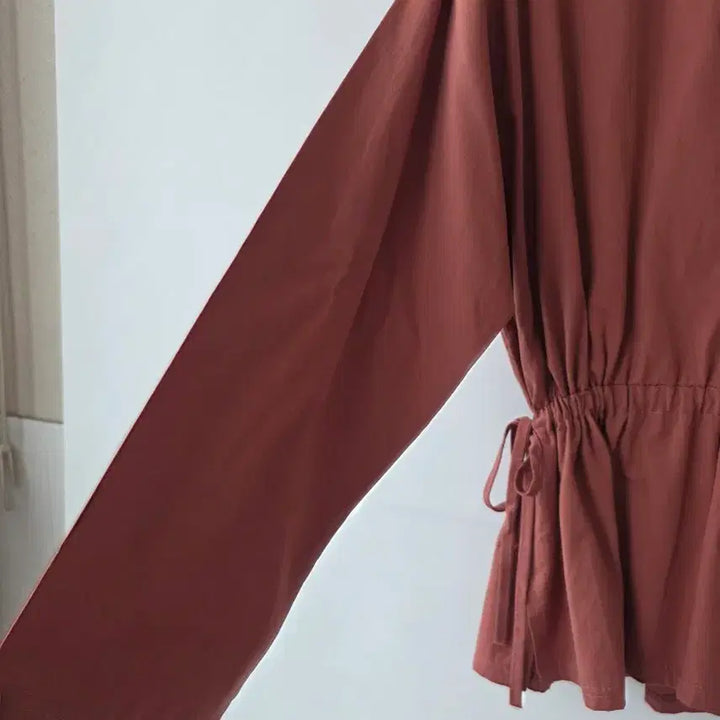 [BUNJANG] Brown String Blouse / 55-66)브라운 스트링 블라우스/새제품