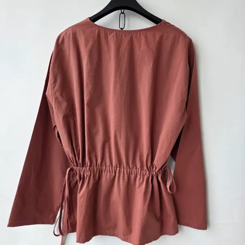 [BUNJANG] Brown String Blouse / 55-66)브라운 스트링 블라우스/새제품