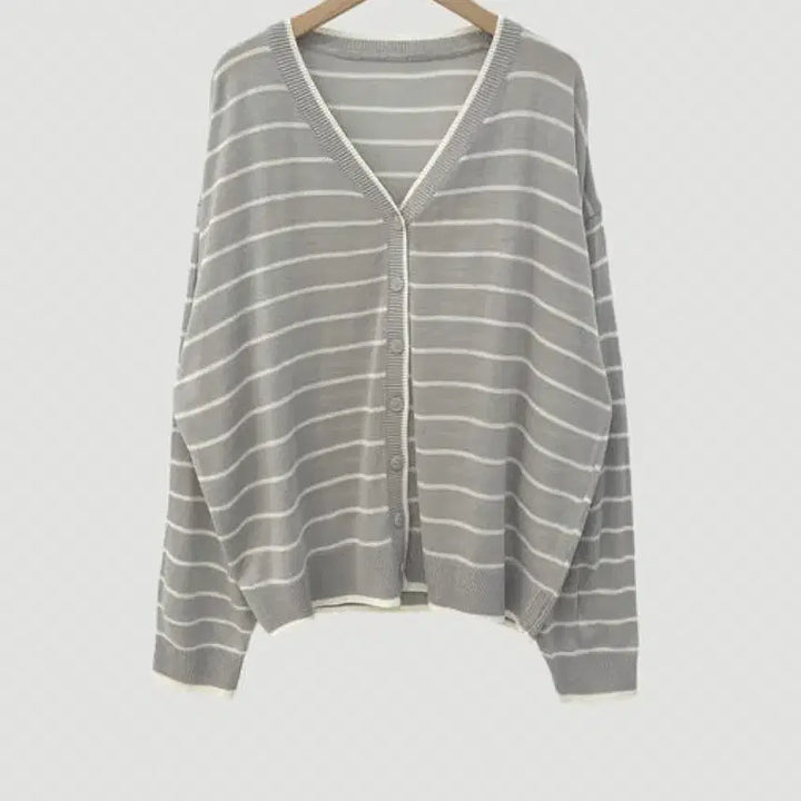 [BUNJANG] Momented Summer Stripe V-Neck Knit Cardigan / 크림치즈마켓 모먼티드 썸머 스트라이프 브이넥 니트 가디건