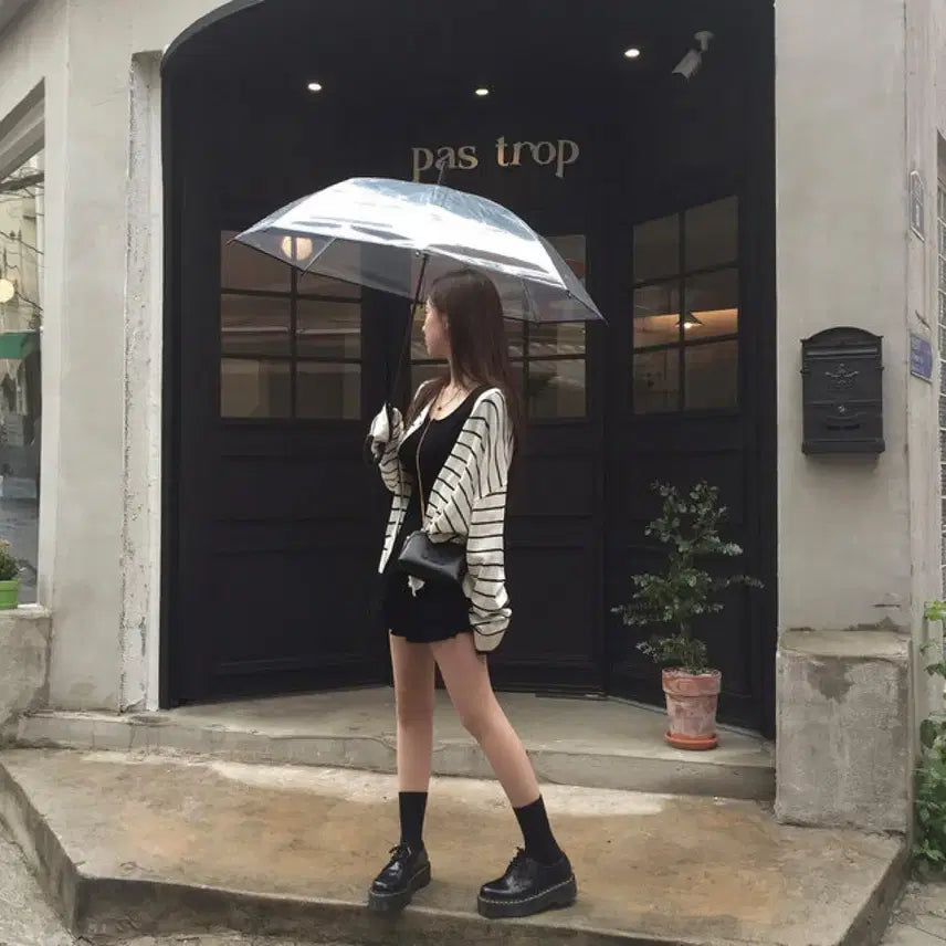 [BUNJANG] Momented Summer Stripe V-Neck Knit Cardigan / 크림치즈마켓 모먼티드 썸머 스트라이프 브이넥 니트 가디건