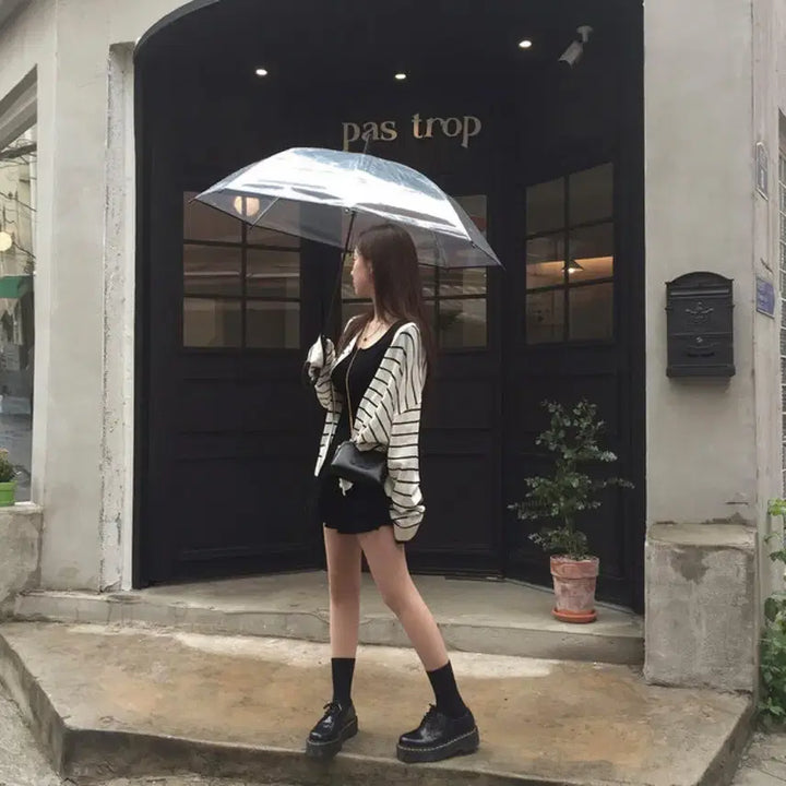 [BUNJANG] Momented Summer Stripe V-Neck Knit Cardigan / 크림치즈마켓 모먼티드 썸머 스트라이프 브이넥 니트 가디건