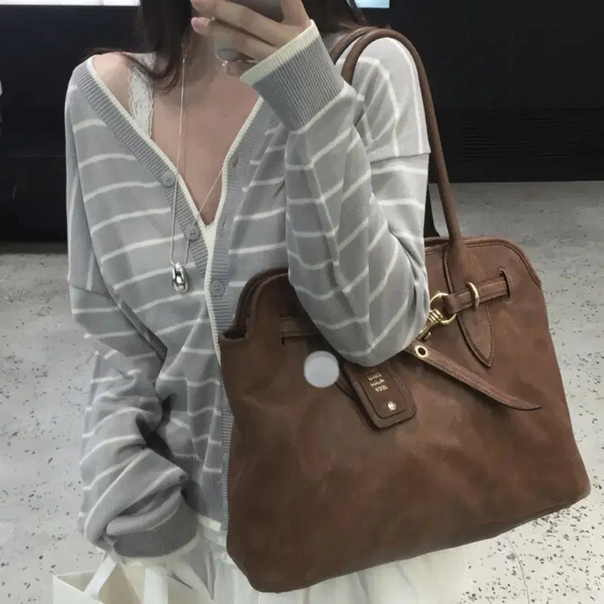 [BUNJANG] Momented Summer Stripe V-Neck Knit Cardigan / 크림치즈마켓 모먼티드 썸머 스트라이프 브이넥 니트 가디건