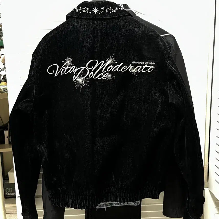 [BUNJANG] DNSR Embroidered Velvet Denim Jacket / DNSR 디앤에스알 엠브로이드 벨벳 데님 자켓