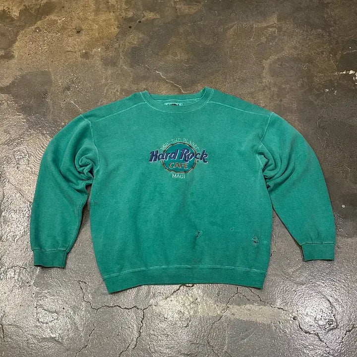 [BUNJANG] Hard Rock Cafe Maui Distressed Sweatshirt L / 90s Hard Rock 하드락 카페 마우이 데미지드 스웻셔츠 L