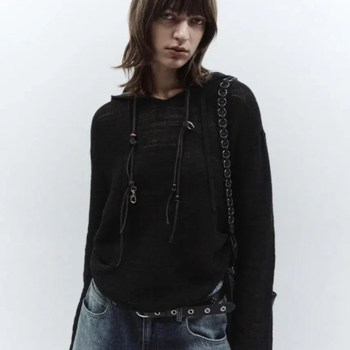 [BUNJANG] In Silence Summer Hoodie Knit Black / 인사일런스 썸머 후드 니트 BLACK