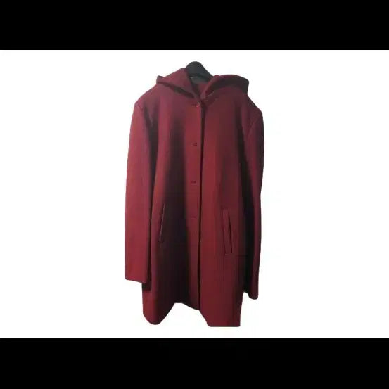 [BUNJANG] Red Hooded Wool Coat with Button Closure / 레드후드울코트 모직 단추오픈 빨간모자망토외투겉옷자켓 빨강 버건디와인 66
