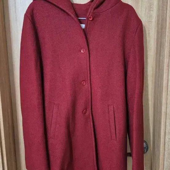 [BUNJANG] Red Hooded Wool Coat with Button Closure / 레드후드울코트 모직 단추오픈 빨간모자망토외투겉옷자켓 빨강 버건디와인 66
