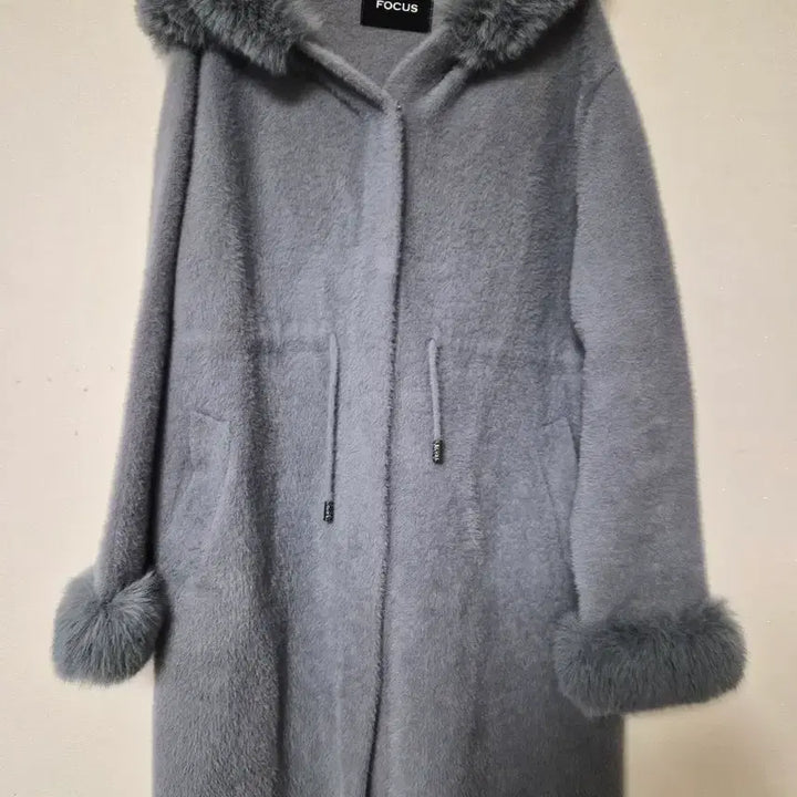 [BUNJANG] FOCUS Hooded Long Coat Grey / 옷장정리) FOCUS 퍼 후드 롱 코트 그레이
