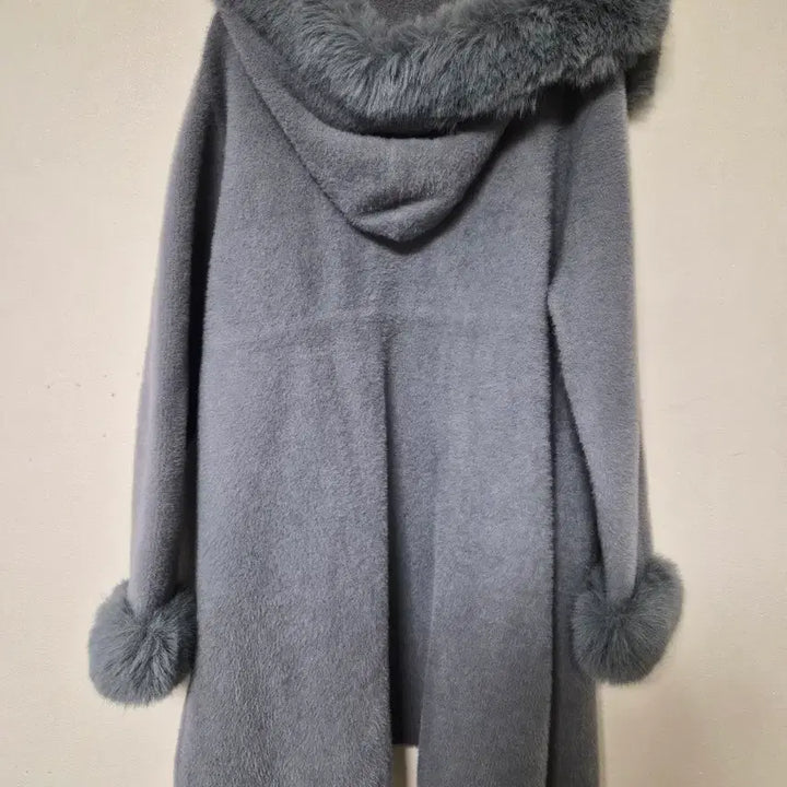 [BUNJANG] FOCUS Hooded Long Coat Grey / 옷장정리) FOCUS 퍼 후드 롱 코트 그레이