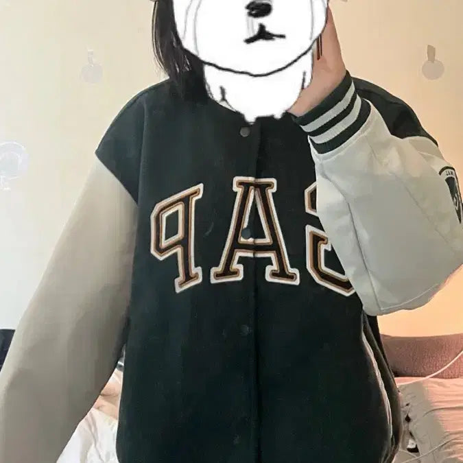 [BUNJANG] GAP Varsity Jacket / GAP 갭 그린 바시티 자켓