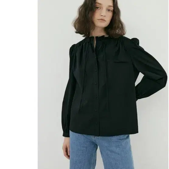 [BUNJANG] blank03 Cotton Frill Blouse / [택달린 새상품] 블랭크공삼 코튼 프릴 블라우스 블랙 blank03 co