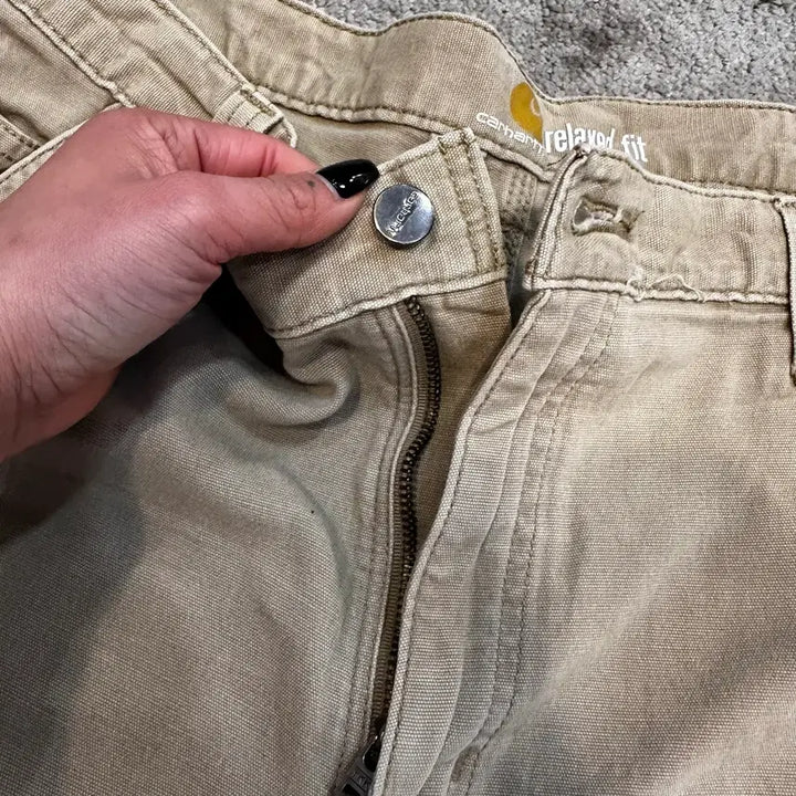 [BUNJANG] Carhartt Light Beige Cotton Carpenter Work Pants / 칼하트 라이트 베이지 코튼 카펜터 워크 팬츠(36)