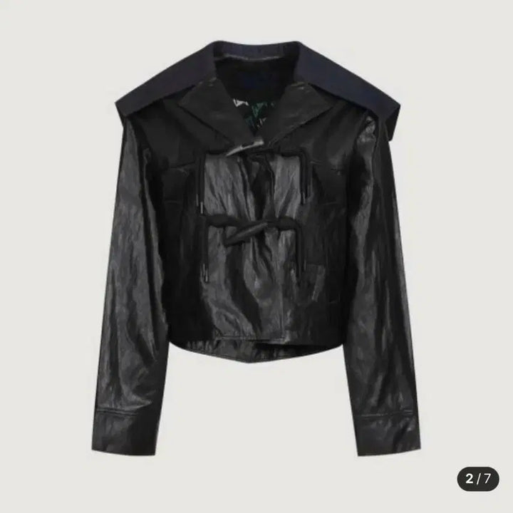 [BUNJANG] Lucky Chouette Denim Sailor Collar Leather Jacket / (마지막가격내림) 럭키슈에뜨 데님 세일러카라 레더 자켓