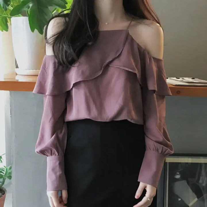 [BUNJANG] Dried Rose Color Soft Blouse / 말린장미색 여리여리 블라우스 (새것)