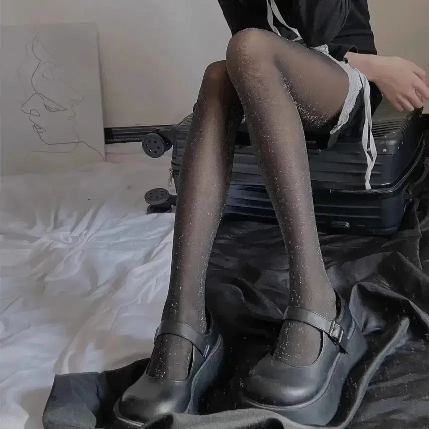 [BUNJANG] Black Glitter Stockings / [새상품/*바로발송*] 블랙 글리터 스타킹