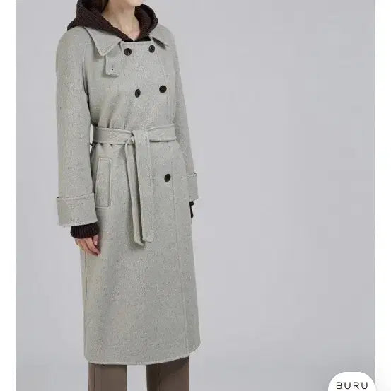 [BUNJANG] FST Double Button Coat Sky Blue / FST 더블 버튼 코트 하늘색