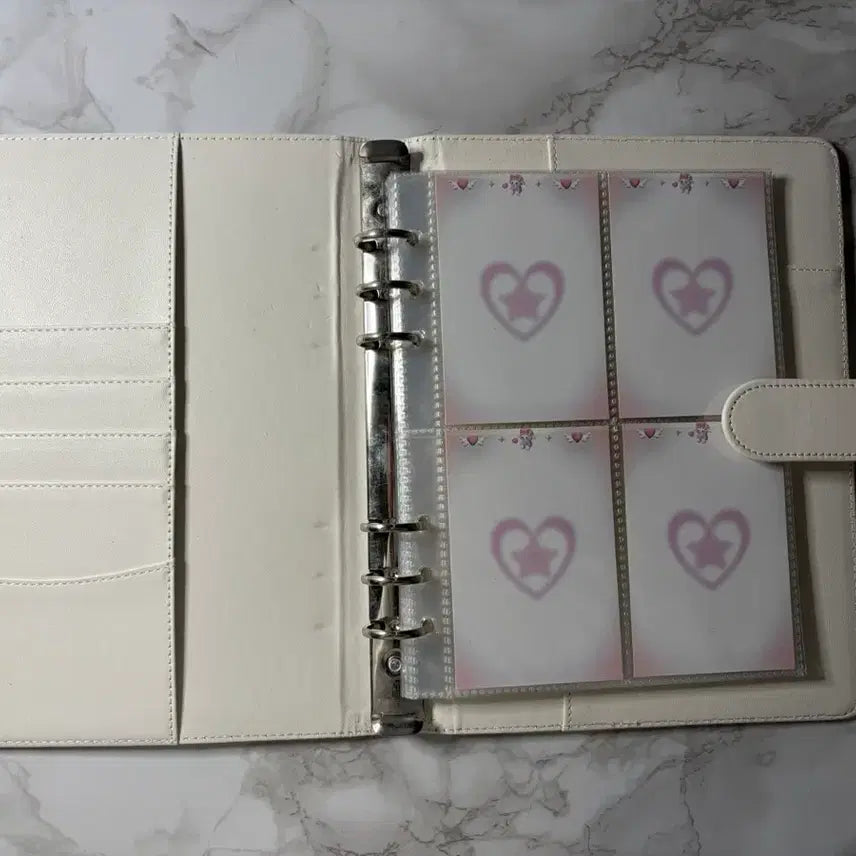 [BUNJANG] Generic White Macaron Binder Set / 휜색 마카롱 바인더 4칸 양면 속지 + 대지 96장