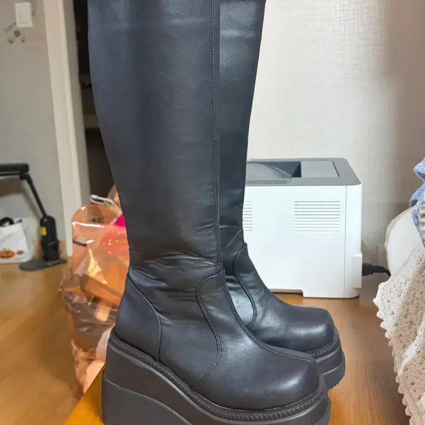 [BUNJANG] Demonia Shaker 100 Black Platform Boots / 데모니아 쉐이커 Shaker 100 블랙 통굽 롱부츠