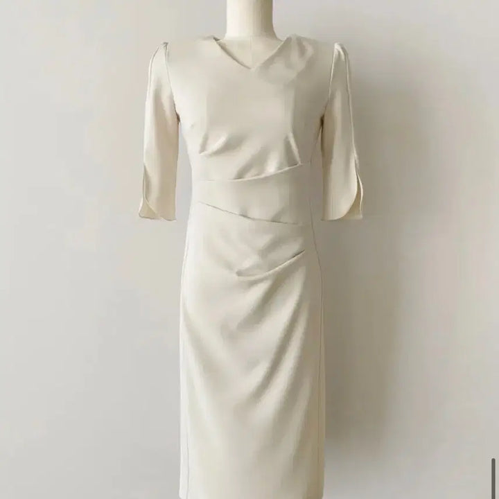 [BUNJANG] MARANT Ivory Drape Dress / [상견례/아나운서룩] 아이보리 드레이핑 원피스 L(55-77,1회 착용)