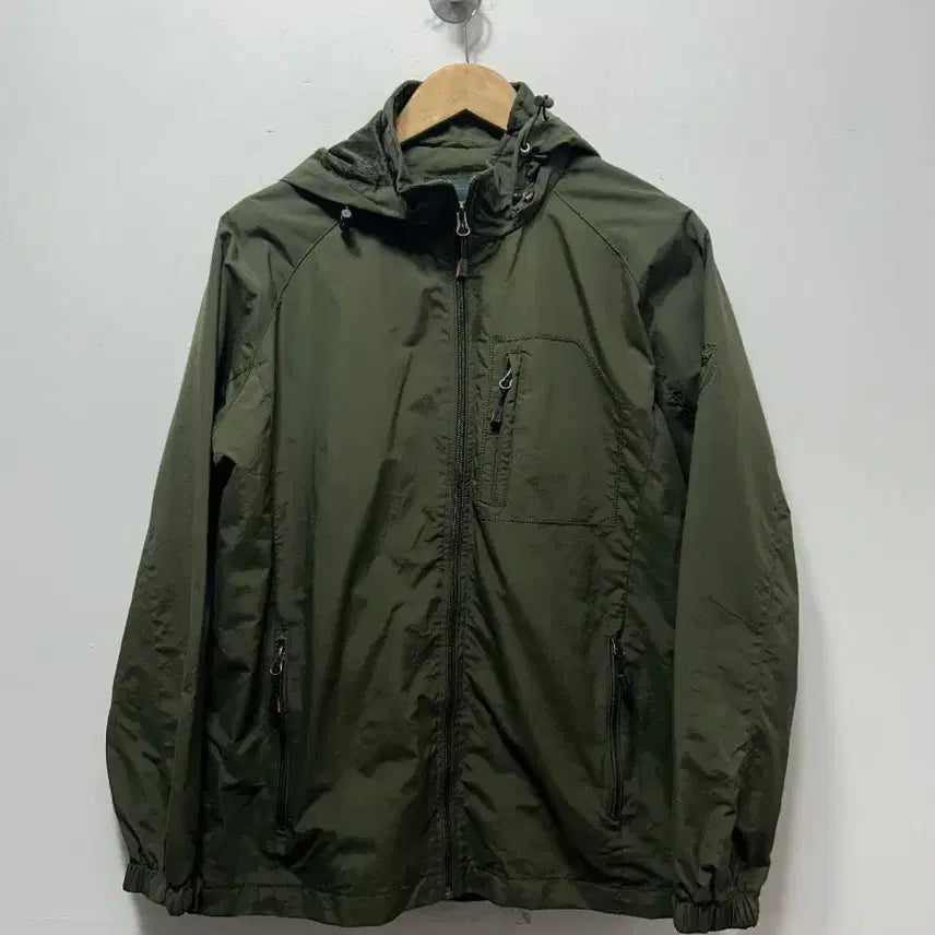 [BUNJANG] Khaki Hooded Windbreaker Jacket M / 카키색 후드 바람막이 점퍼 M