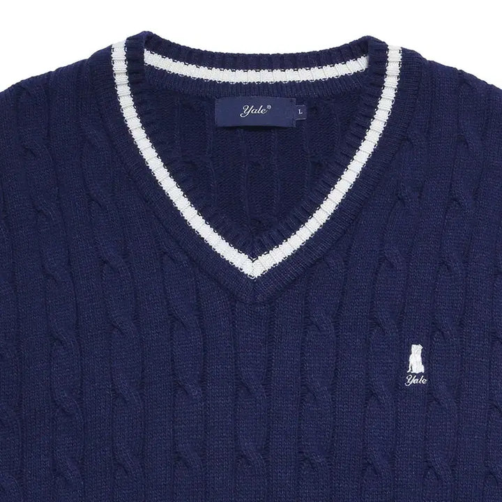 [BUNJANG] Yale Heritage Cable Knit Vest Navy / 예일 케이블 니트 베스트 네이비