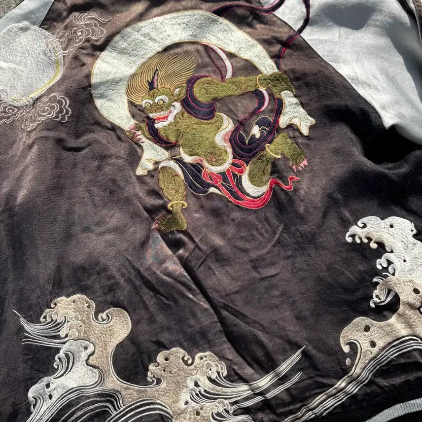 [BUNJANG] Satori Oriental Embroidered Reversible Rayon Sukajan Jacket / [XXL] Satori 오리엔탈 자수 양면 레이온 스카쟌