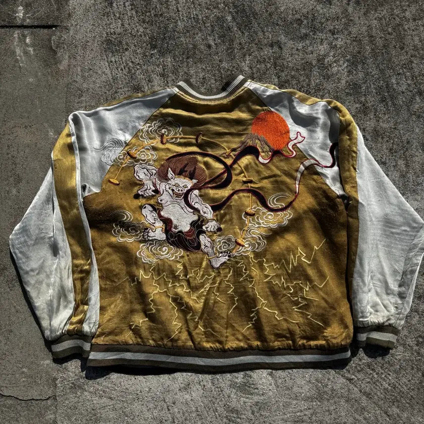 [BUNJANG] Satori Oriental Embroidered Reversible Rayon Sukajan Jacket / [XXL] Satori 오리엔탈 자수 양면 레이온 스카쟌