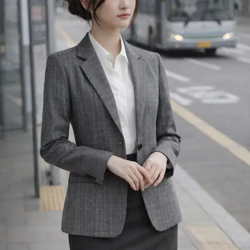 [BUNJANG] Beanpole Linen Blend Houndstooth Check Jacket / [여자-95]빈폴 린넨 블렌드 하운드투스 체크 자켓