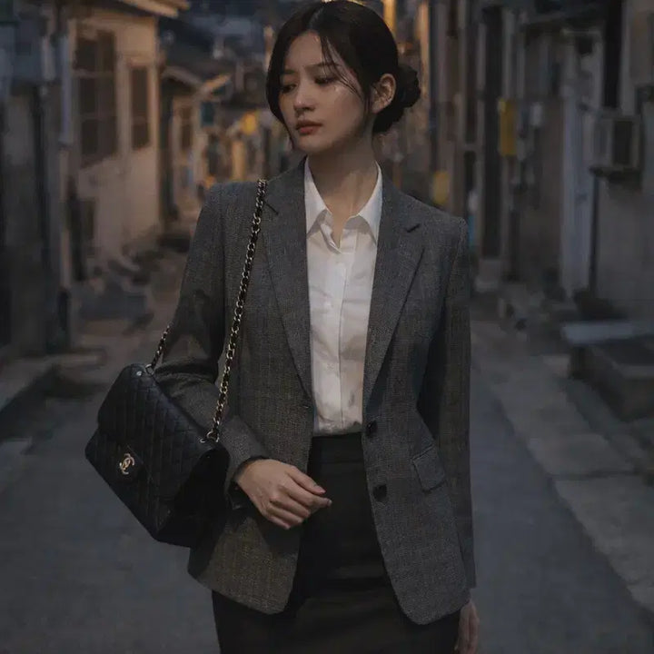 [BUNJANG] Beanpole Linen Blend Houndstooth Check Jacket / [여자-95]빈폴 린넨 블렌드 하운드투스 체크 자켓