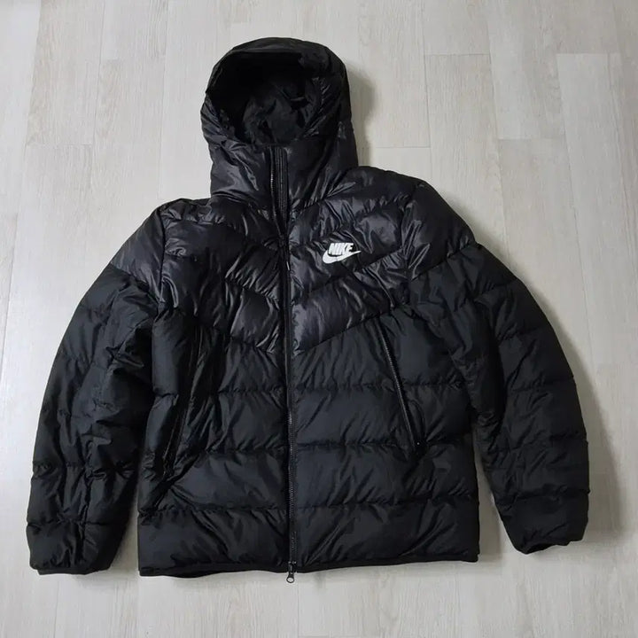 [BUNJANG] Nike Windrunner Duck Down Padded Hooded Jacket Black / (무료배송)나이키 윈드러너  후드 덕다운  패딩 블랙