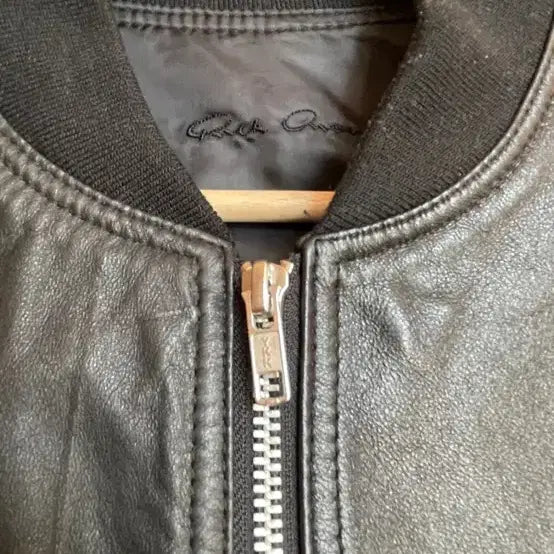 [BUNJANG] Rick Owens Leather Black Bomber Jacket / 릭 오웬스 가죽 블랙 봄버 자켓