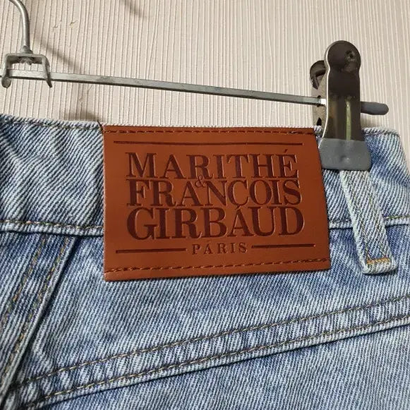 [BUNJANG] Marithe Francois Girbaud Leather Patch Wide Denim Pants / 마리떼프랑소와저버 가죽 패치 와이드 데님 팬츠 26 사이즈 정품
