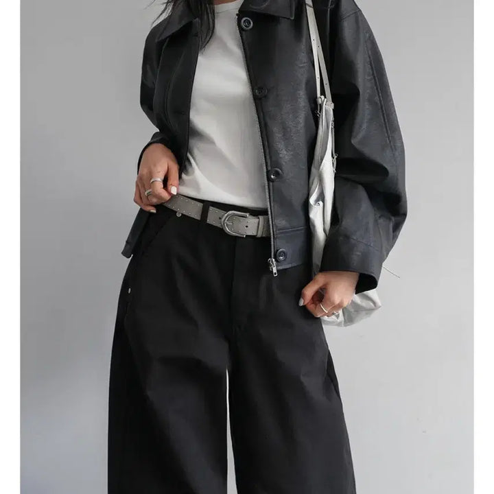 [BUNJANG] Dearment Leather Collar Jacket / 레더 카라 자켓