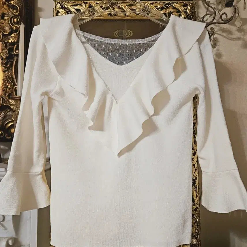 [BUNJANG] White Frill Knit Set / 화이트 컬러 프릴 니트 3종 전부