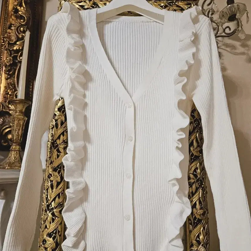 [BUNJANG] White Frill Knit Set / 화이트 컬러 프릴 니트 3종 전부