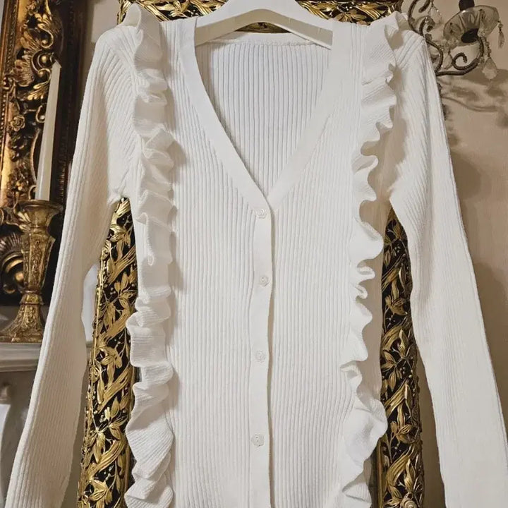 [BUNJANG] White Frill Knit Set / 화이트 컬러 프릴 니트 3종 전부