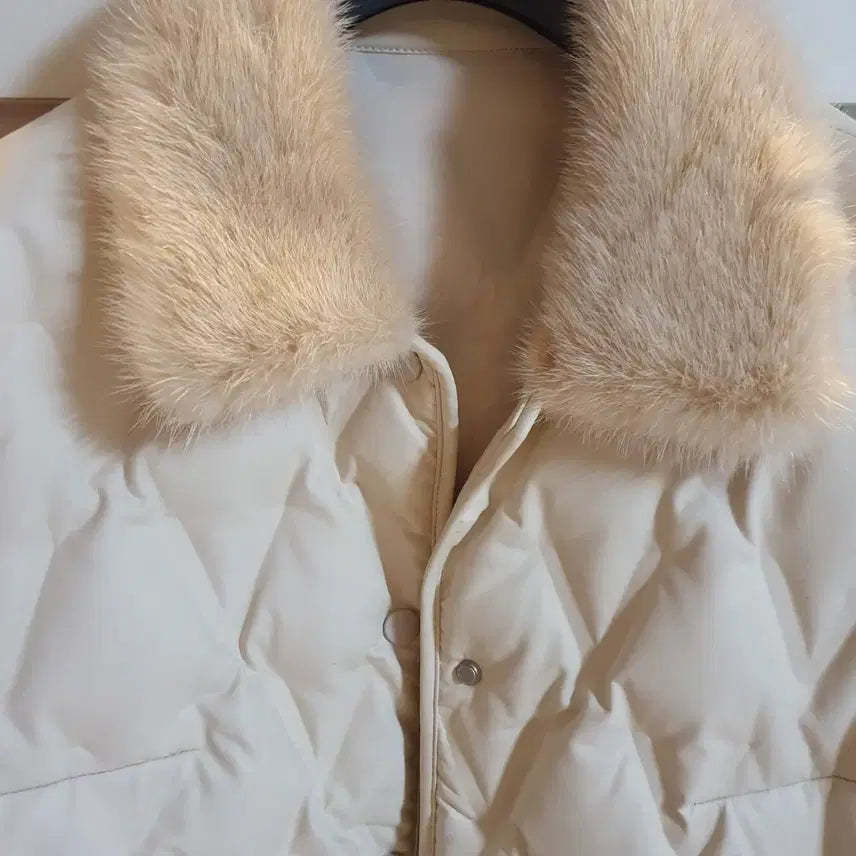 [BUNJANG] Misense Mink Fur Goose Down Padded Jacket (Ivory) / 미센스 밍크퍼 구스패딩/55-66