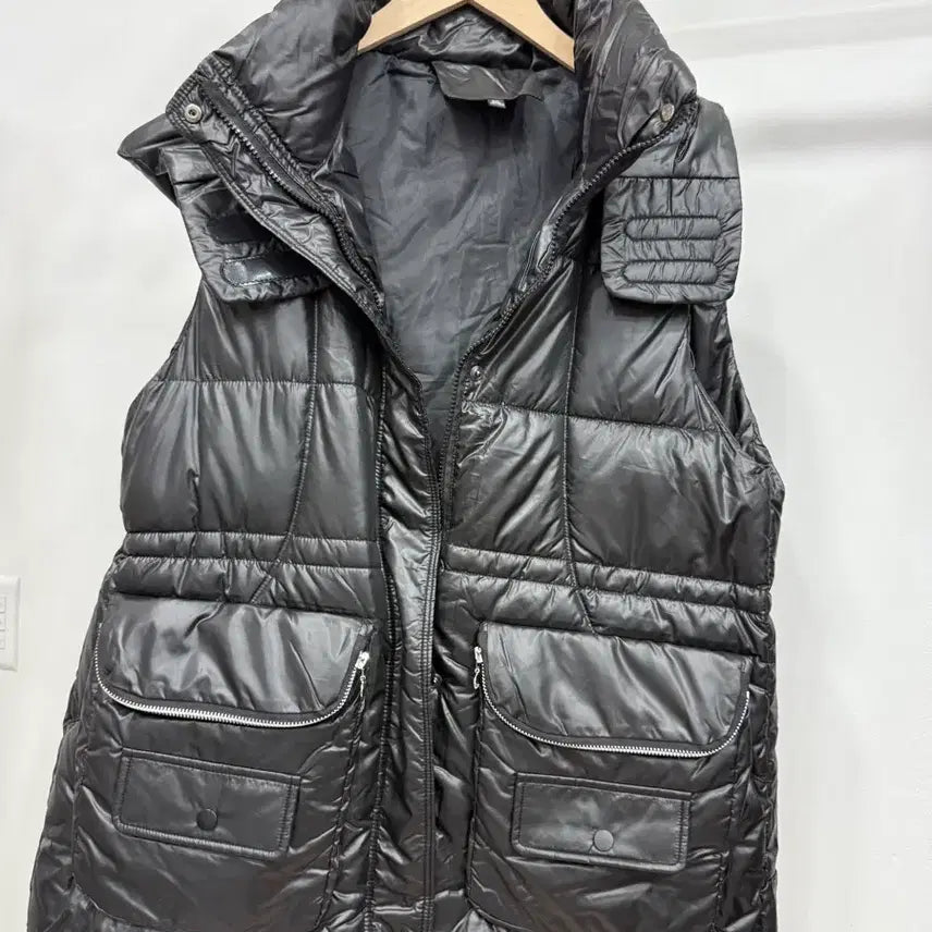 [BUNJANG] Black Hooded Padded Vest / 블랙 패딩 후드 조끼 66~77/77반까지