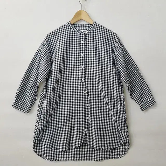 [BUNJANG] Cross Talk Linen Check Shirt Black / cross talk 린넨 체크 셔츠 블랙