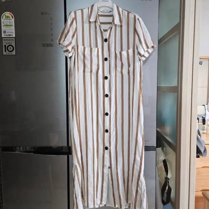 [SOLD OUT] 자라 린넨스트라이프 셔츠 원피스