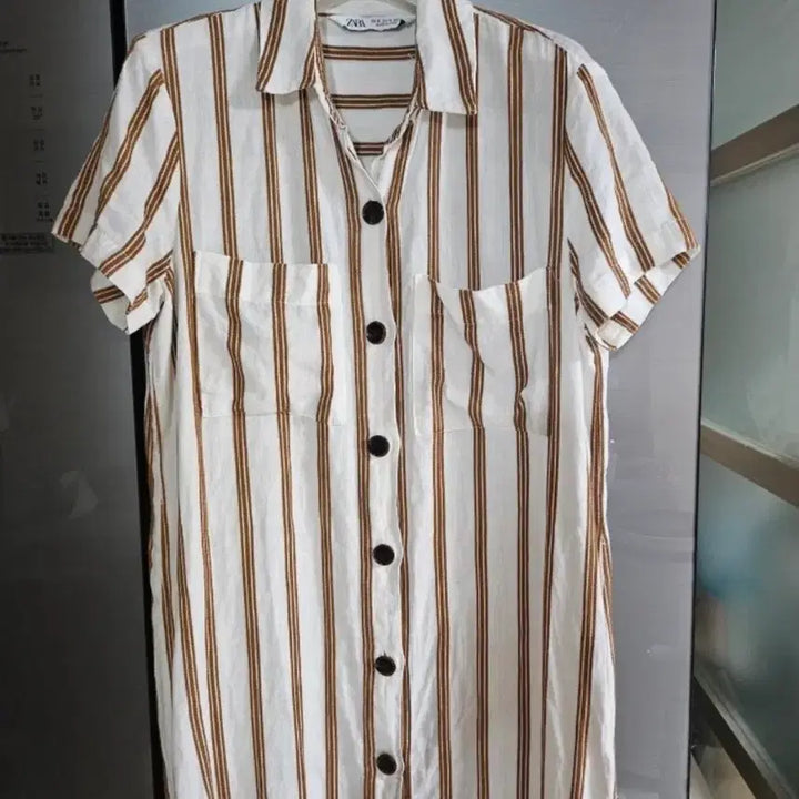 [SOLD OUT] 자라 린넨스트라이프 셔츠 원피스