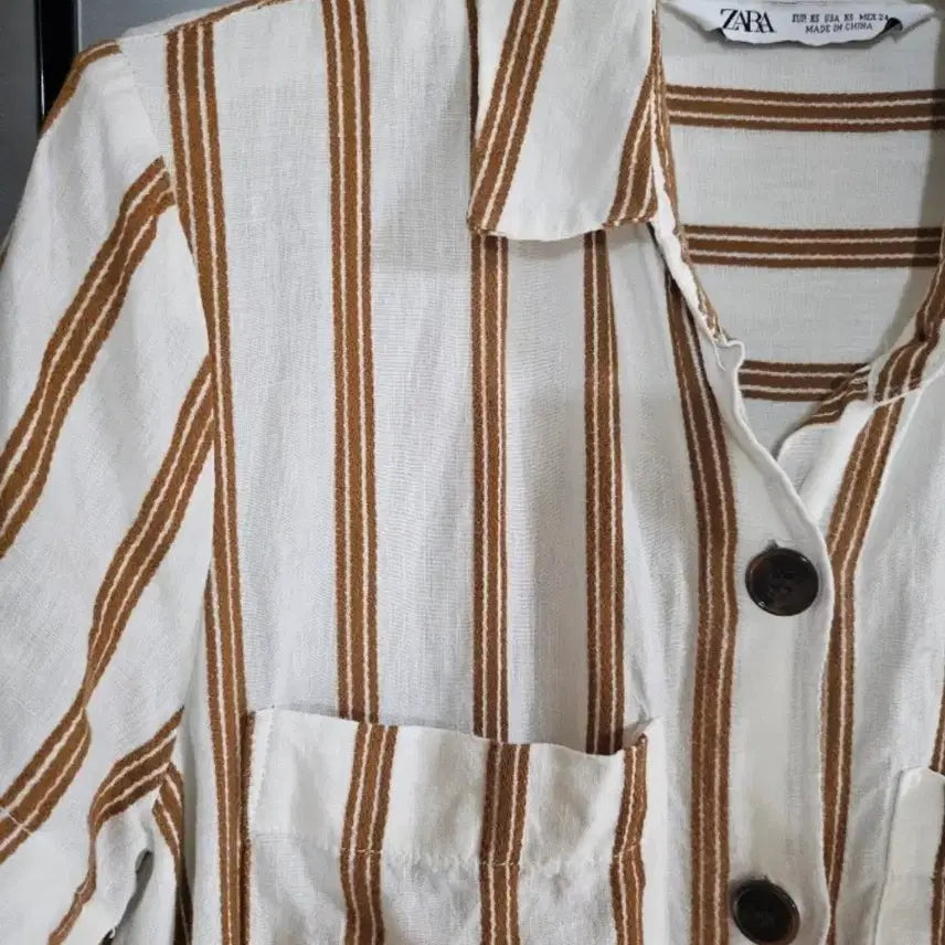 [SOLD OUT] 자라 린넨스트라이프 셔츠 원피스