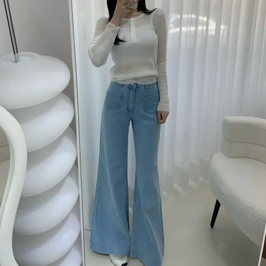 [BUNJANG] S Wide Leg Jeans / 새상품 포장그대로 진청 연청 중청 S 와이드바지 롱팬츠 포켓