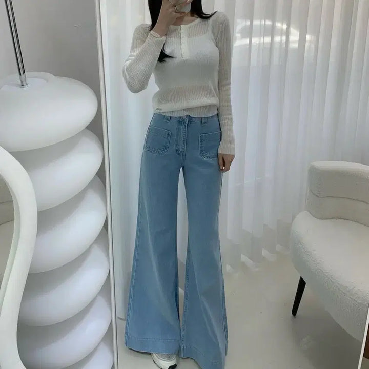 [BUNJANG] S Wide Leg Jeans / 새상품 포장그대로 진청 연청 중청 S 와이드바지 롱팬츠 포켓