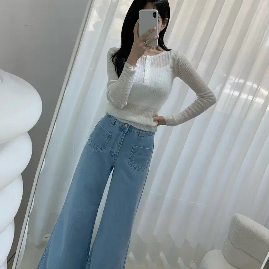 [BUNJANG] S Wide Leg Jeans / 새상품 포장그대로 진청 연청 중청 S 와이드바지 롱팬츠 포켓