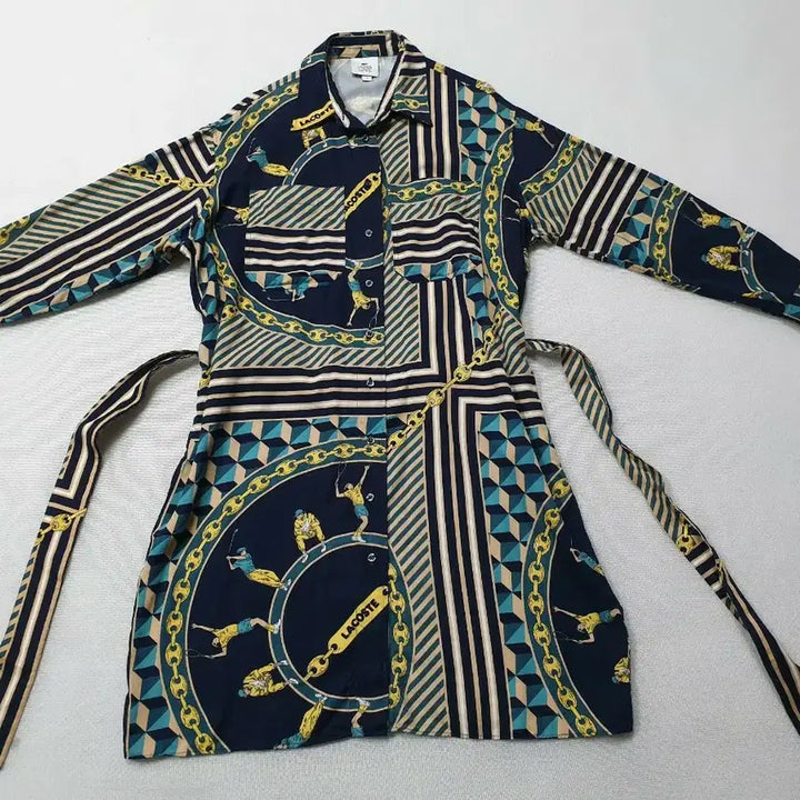 [BUNJANG] Lacoste Patterned Shirt Dress (Women's 90-95) / 라코스테 패턴 셔츠 원피스 여성90~95