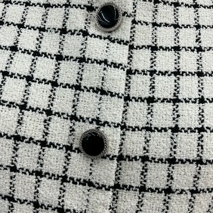 [BUNJANG] Tweed Check Set-up Jacket & Skirt / 트위드 체크 셋업 자켓 스커트