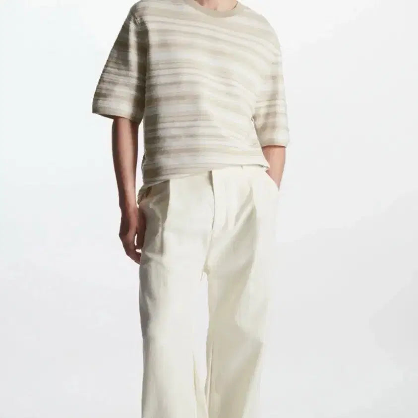 [BUNJANG] COS Jacquard Stripe Knit T-shirt / COS 코스 자카드 스트라이프 니트 티셔츠 (S)