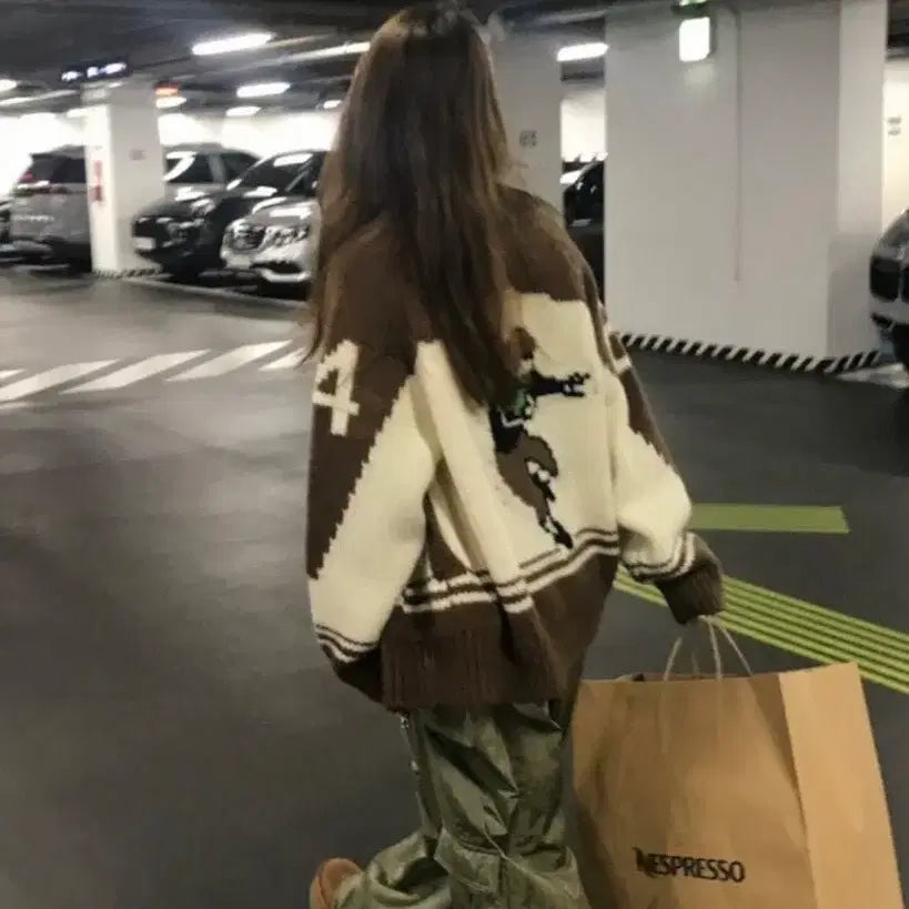 [BUNJANG] WeAre Rugby Cardigan (Brown) / 위아 럭비가디건 (브라운)